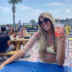 Shein Sheer Neon Floral Top